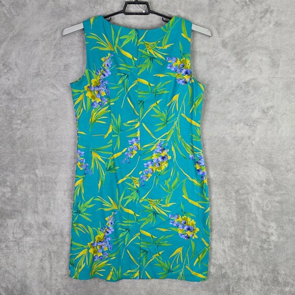 Womens Ronni Nicole By Ouida Sleeveless Floral Sheath Dress Teal Yellow Blue 12 - Picture 3 of 6